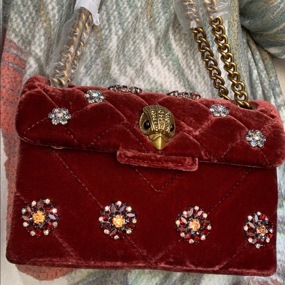 SOLD⛔️KURT GEIGER LONDON Velvet crystals silver chain convert shoulder/Crosby - Picture 3 of 16